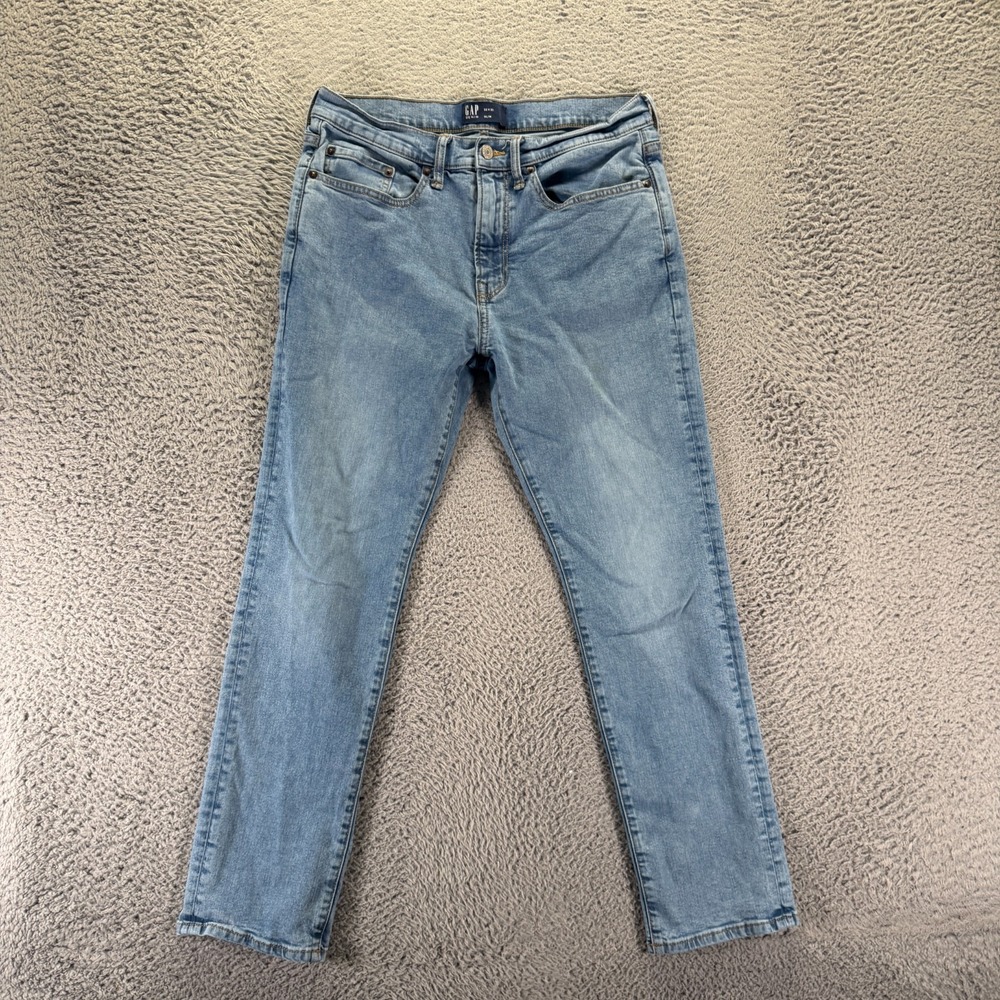 Gap Jeans Mens 32x30 Blue Cotton Denim Straight Leg Slim Fit Workwear Stretch